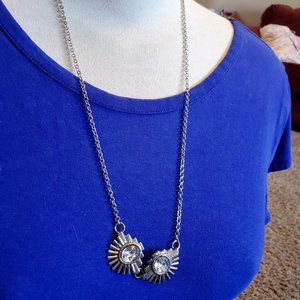 24" Silver Tone Sunburst Pendant Necklace Casual Women Style Fashion Design
